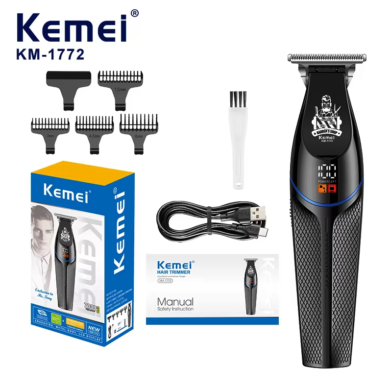 Beard Trimmer Cordless - Kemei KM-1772 7000 RPM Tondeuse Professionele