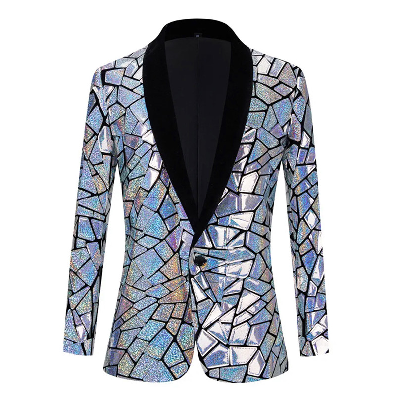 Men'S Grooming Mirror - Heren luxe laser pailletten blazer jas