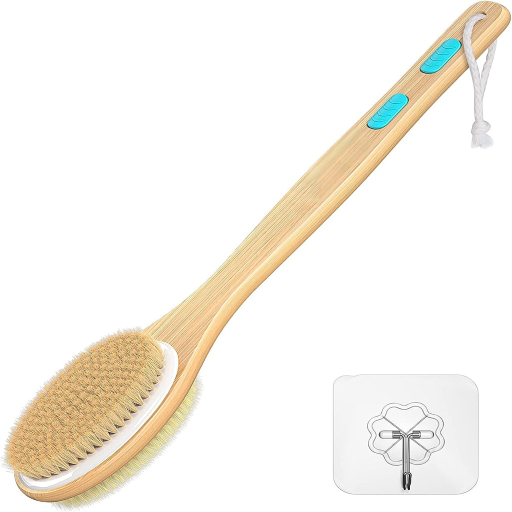 Exfoliating Scrub Mens - Rugschrobmachine voor douche, lange steel zachte