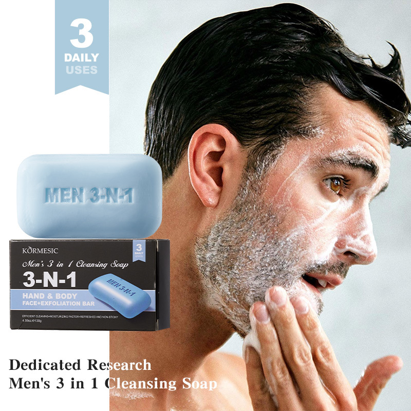 Exfoliating Scrub Mens - 3-in-1 reinigingszeep voor mannen, voor gezicht